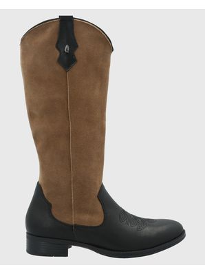 Bota Cuero Mujer Cami Negro