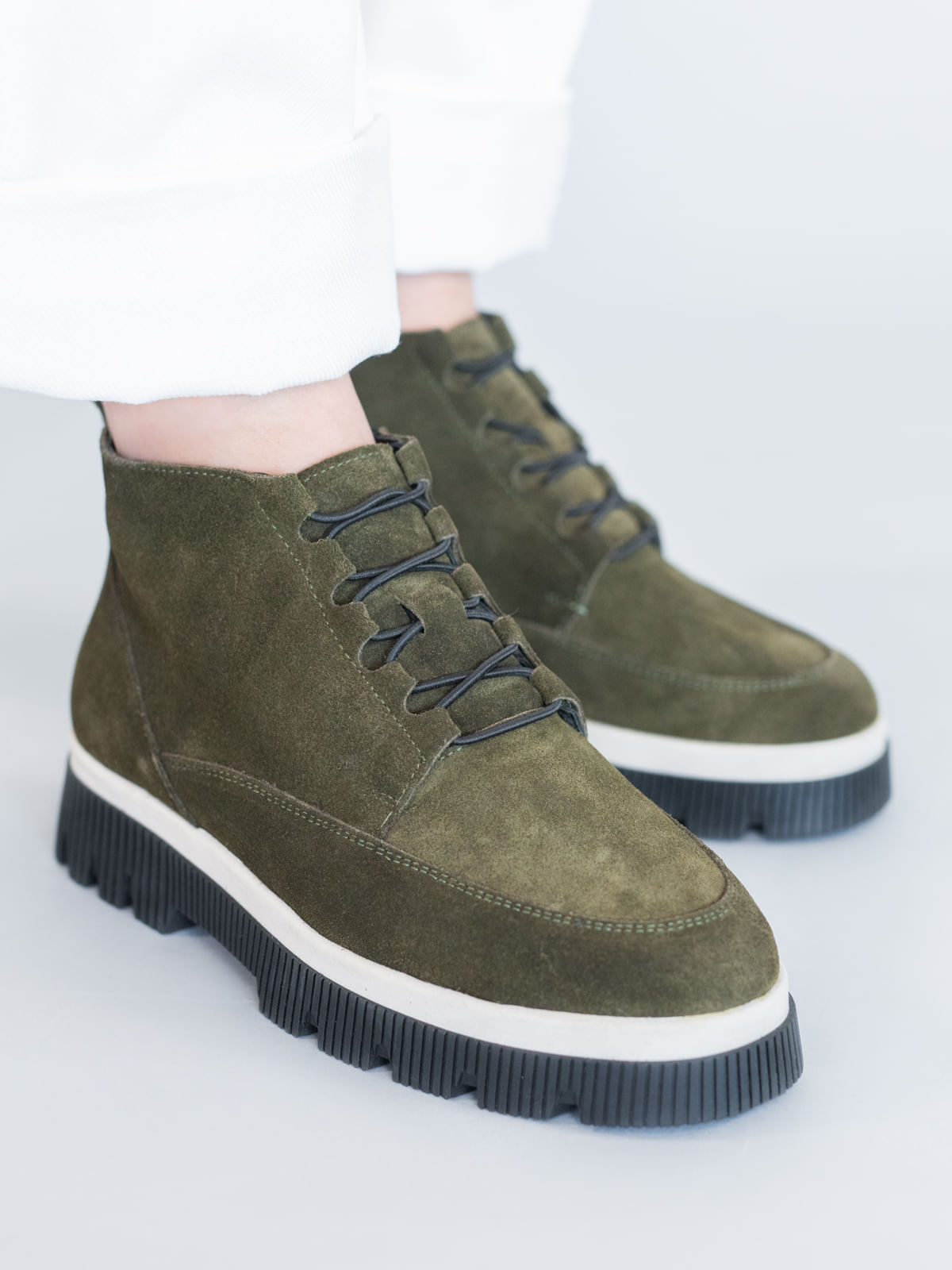 Botin Cuero Mujer Ruffen Verde