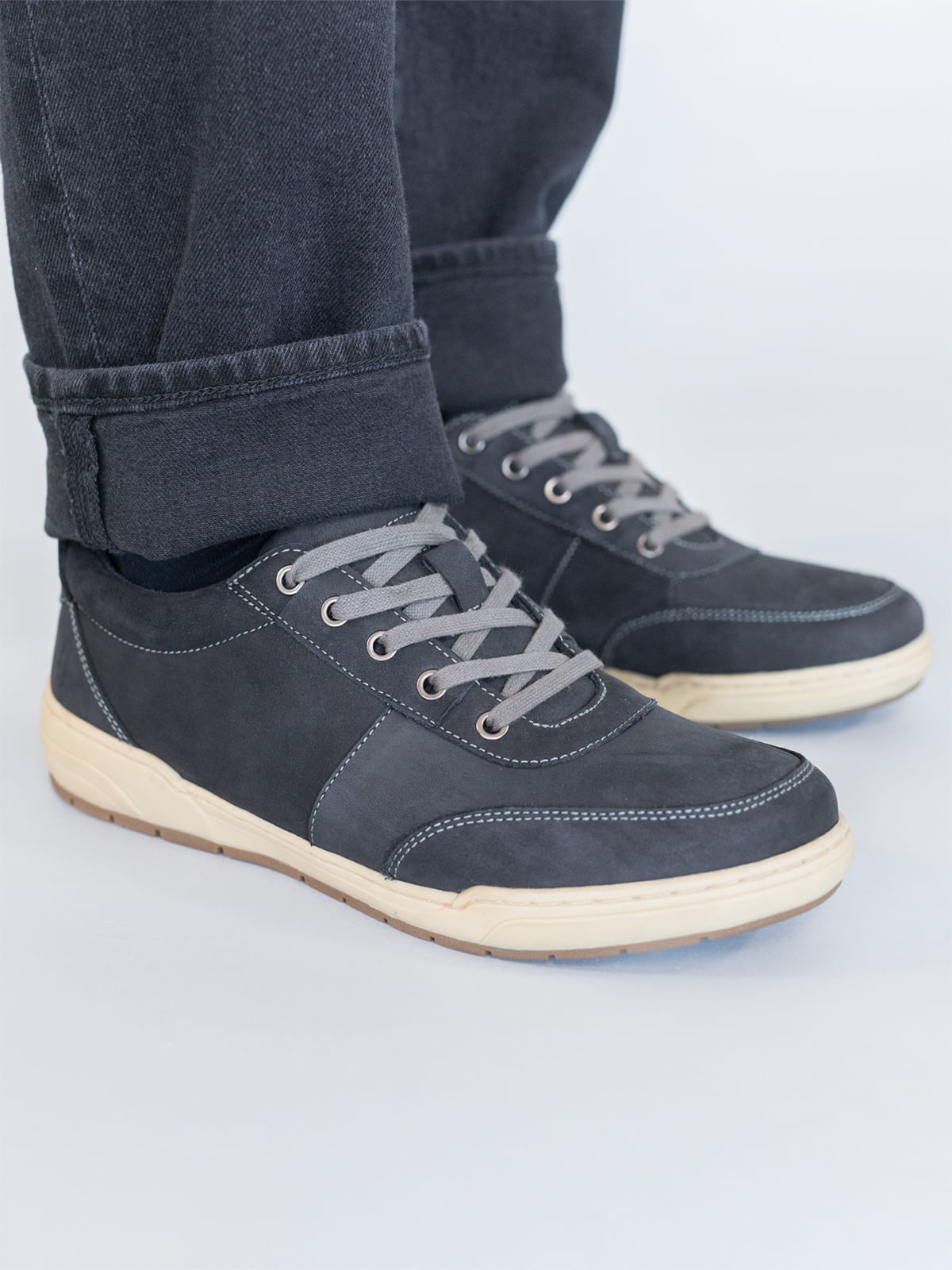 Zapatilla Cuero Hombre Draper Gris