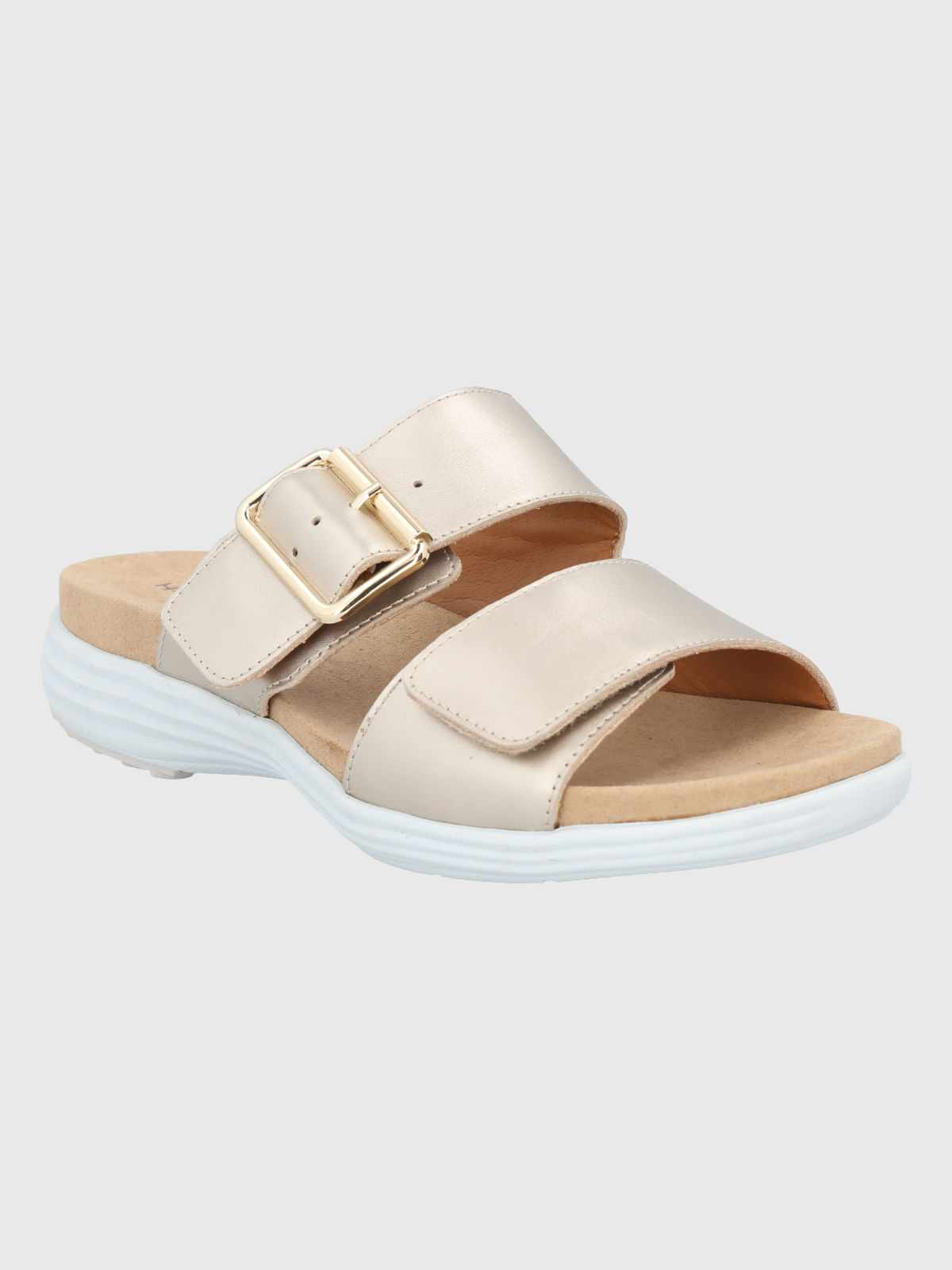 SANDALIA CUERO LORRY SLIDE DORADO