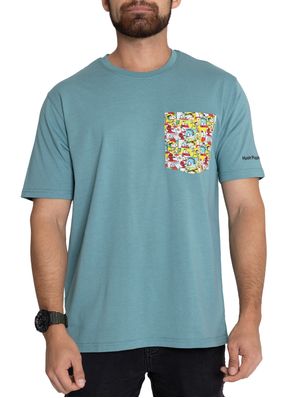 Polera Manga Corta Algodon Unisex Tee Kapow Snoopy Azul