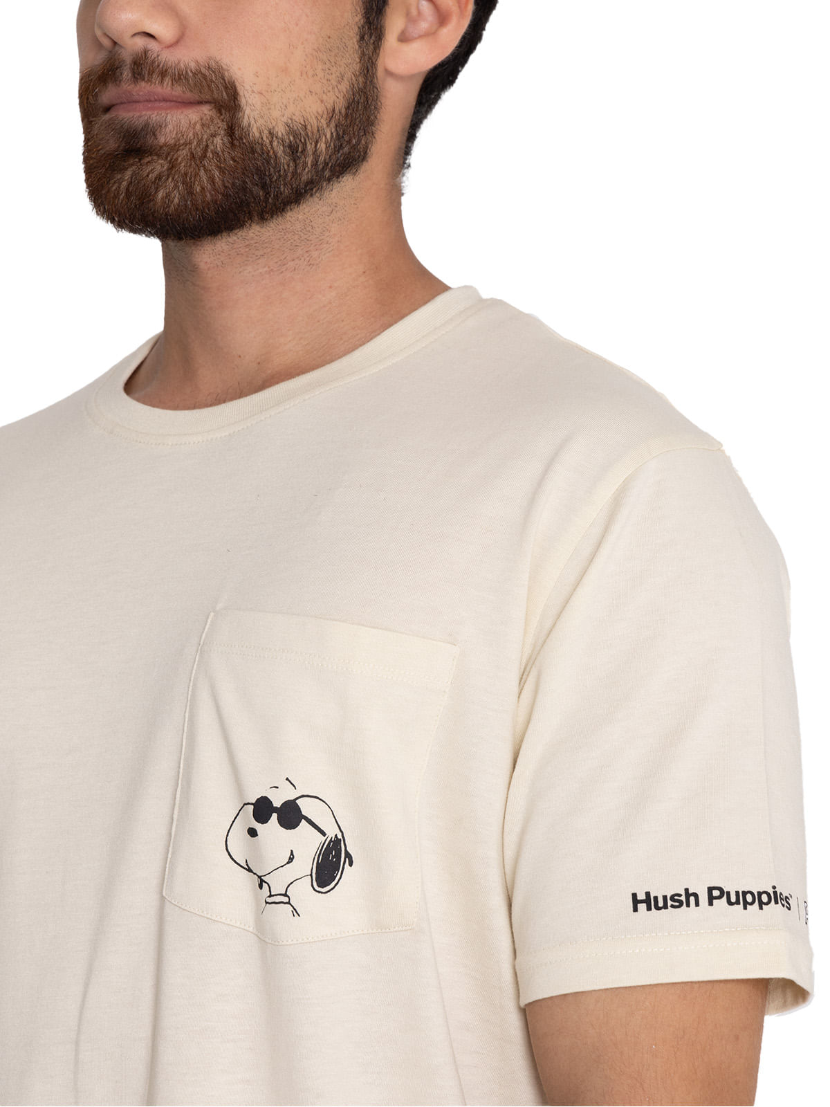 Polera Manga Corta Algodon Unisex Tee Joe Cool Snoopy Beige