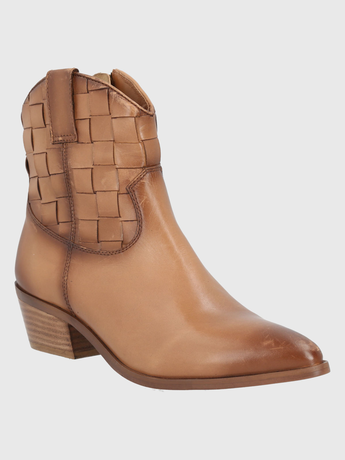Botin Vaquero Cuero Mujer Vitto Café Claro