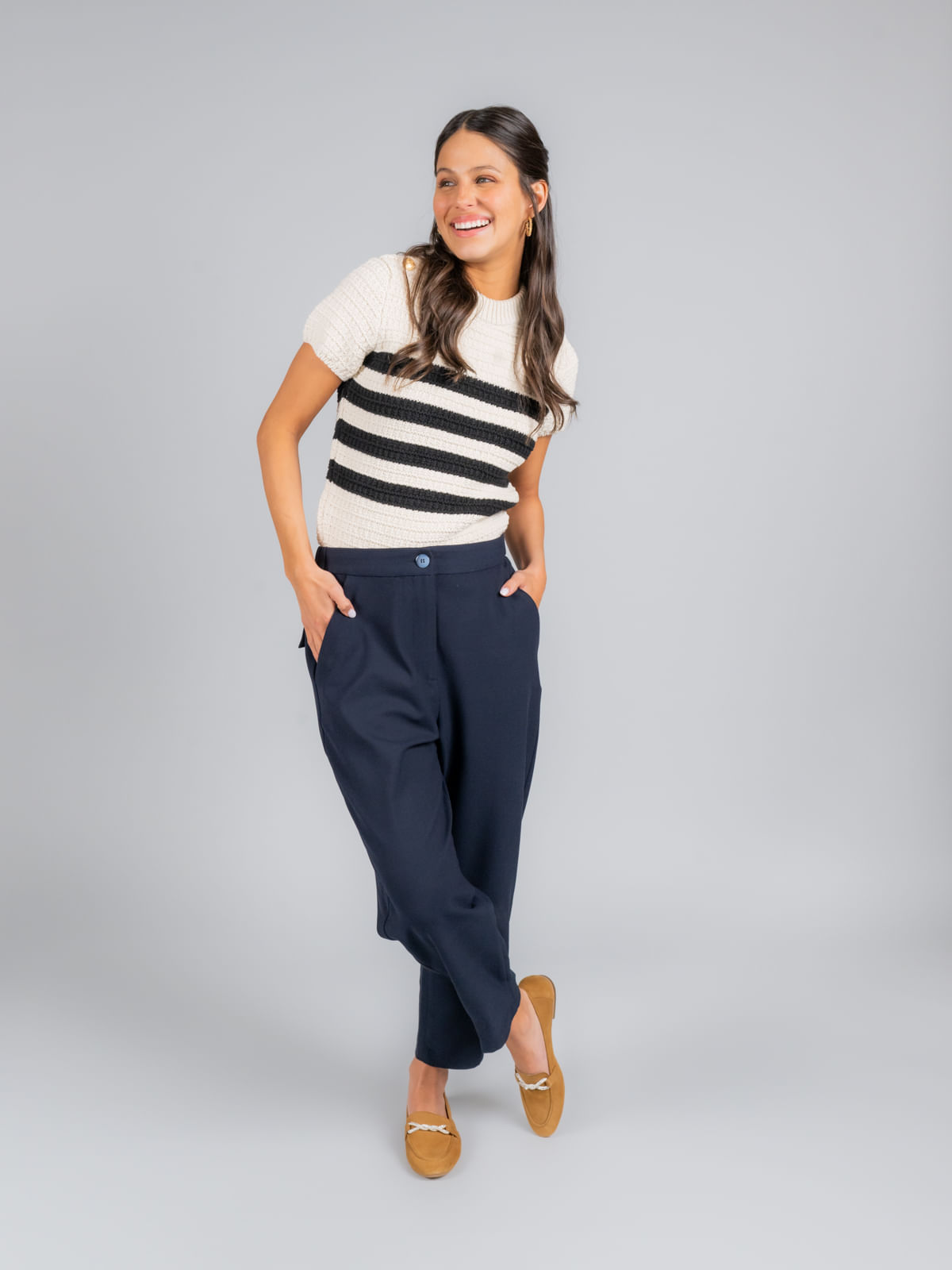 Mocasin Cuero Mujer Dinnat Café Claro