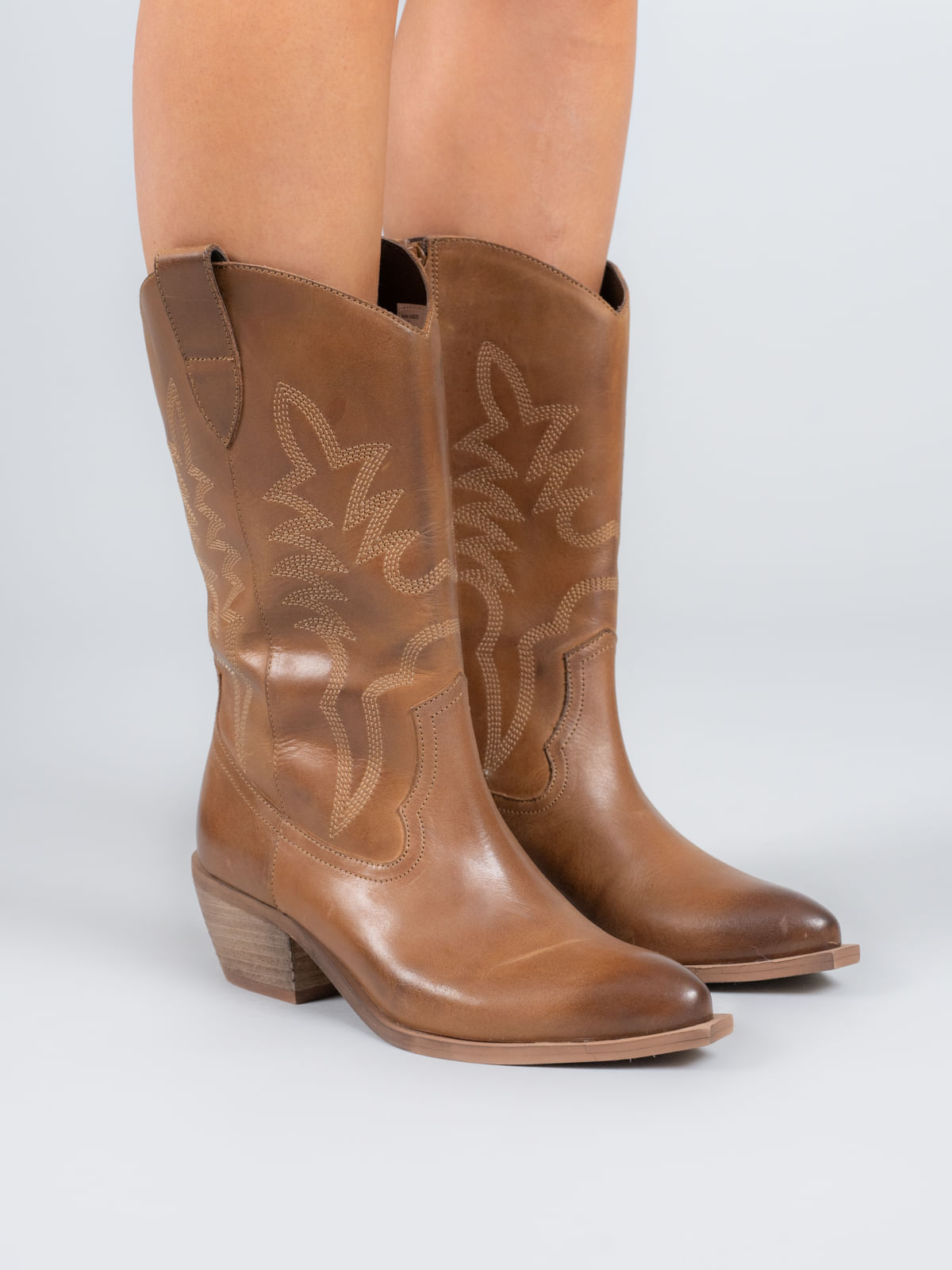 Bota Vaquera Cuero Mujer Namure Café