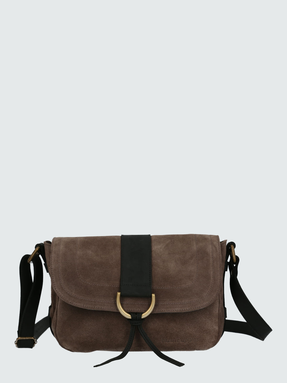 Cartera Cuero Mujer Clay Saddle Gris Hush Puppies