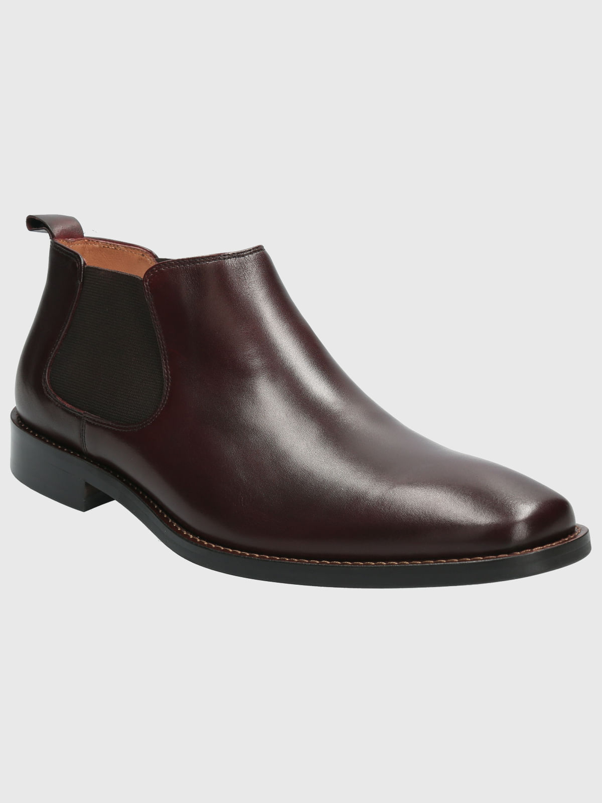 Botin Vestir Cuero Twist Burdeo