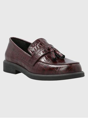 Mocasin Cuero Mujer Finn Burdeo Hush Puppies