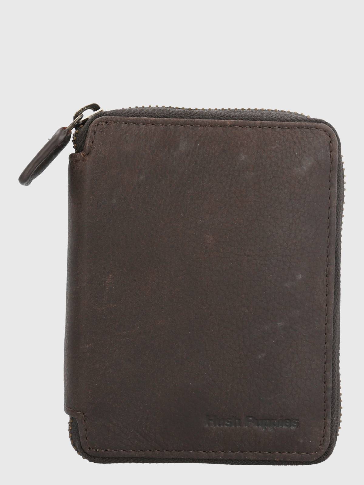 Billetera Cuero Unisex Om Middleton Zip Café Hush Puppies