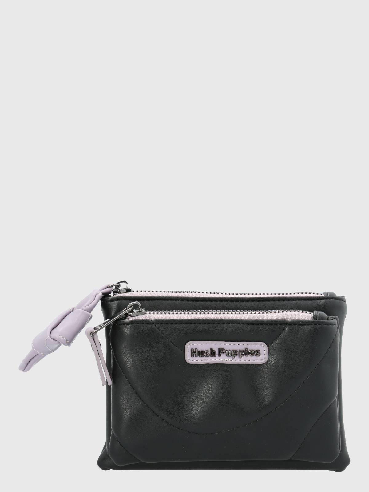 Billetera Ecocuero Mujer Quilt Zip Wallet Negro Hush Puppies