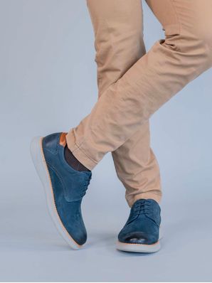 Zapato Cuero Hombre Nerio Azul Hush Puppies