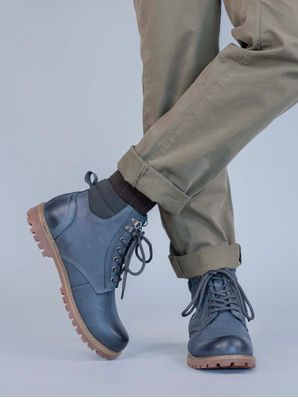 Botin Cuero Hombre Maxwell Azul Hush Puppies