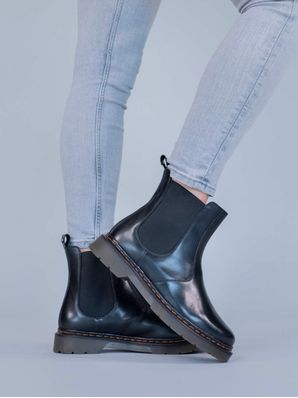 Botin Cuero Mujer Mart Negro Hush Puppies