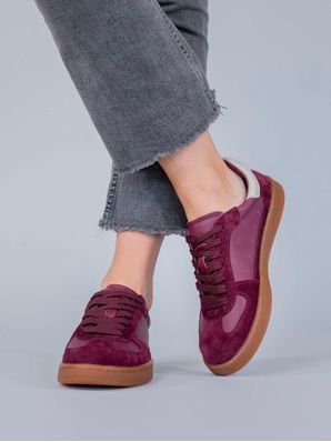 Zapatilla Cuero Mujer Dallas Burdeo Hush Puppies