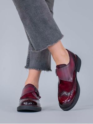 Zapato Italiano Cuero Mujer Tyloor Burdeo Hush Puppies
