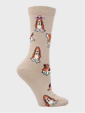Calcetin Algodón Mujer C Hat Basset Beige/Crudo Hush Puppies