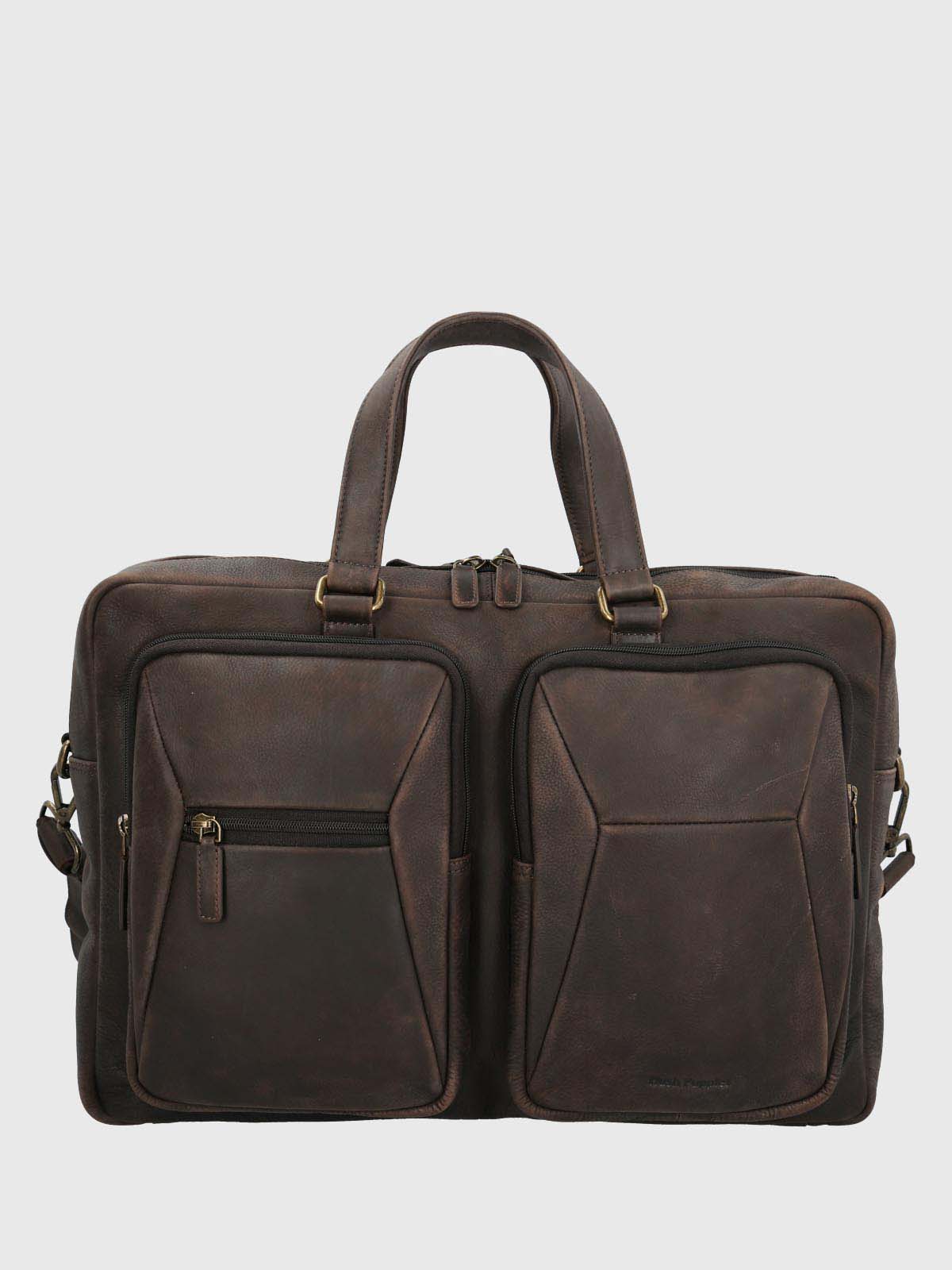 Maletin Cuero Hombre Th Millard Café Hush Puppies