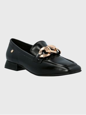 Mocasin Cuero Gween Negro Hush Puppies