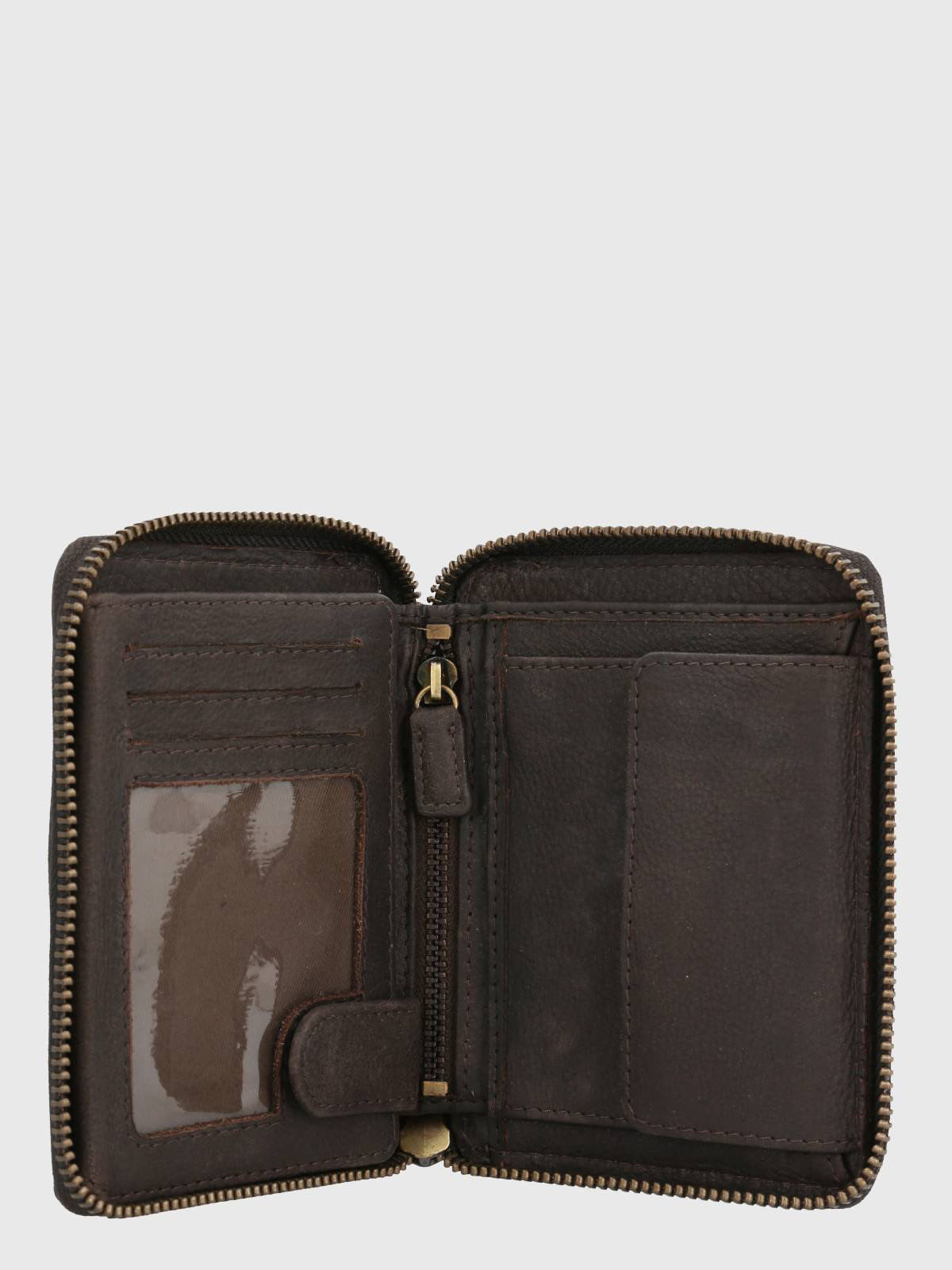 Billetera Cuero Mujer Th Mackay Zip Café Hush Puppies