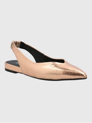 Ballerina Vestir Mujer Cuero Carmin Metalizada Hush Puppies