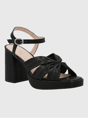 Sandalia Vestir Mujer Cuero Berfolte Negra Hush Puppies