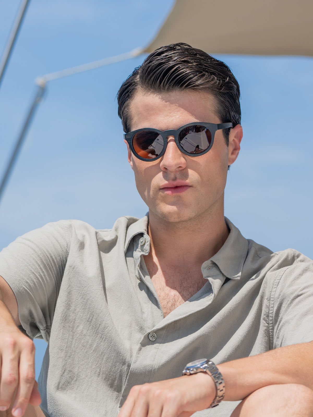 Anteojos Bambu Unisex Hp Tweed Glasses Café Hush Puppies